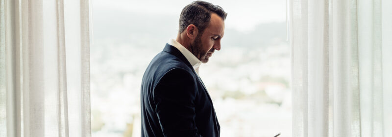 Pensive man in suit