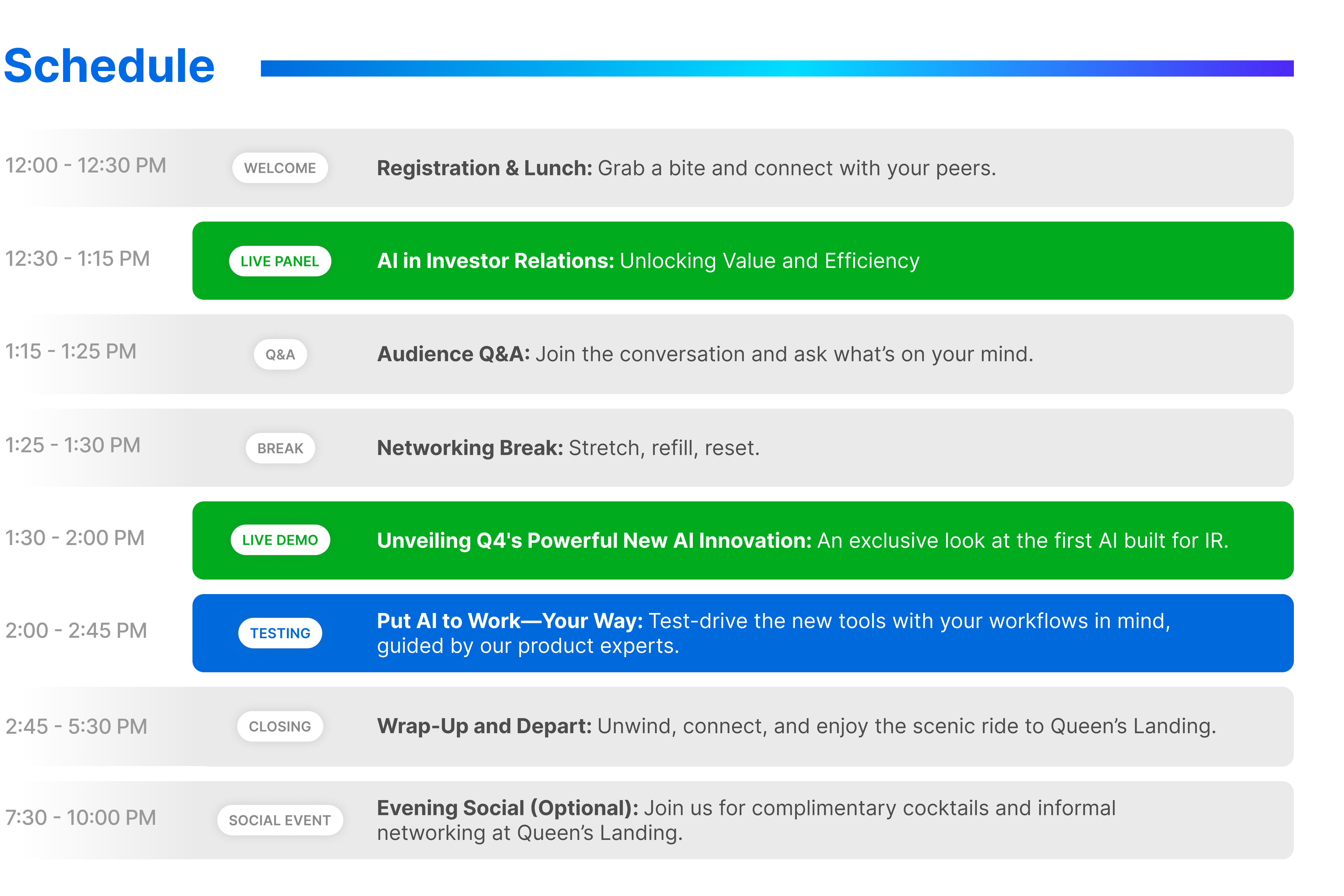 event schedule